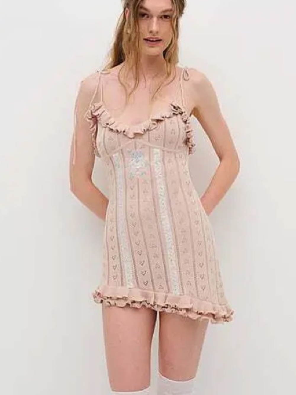 For Love & Lemons Ruffle knit dress small